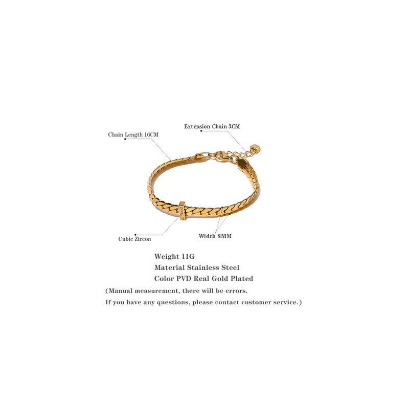 18K Gold Plated Cuban Chain Stainless Steel Bracelet