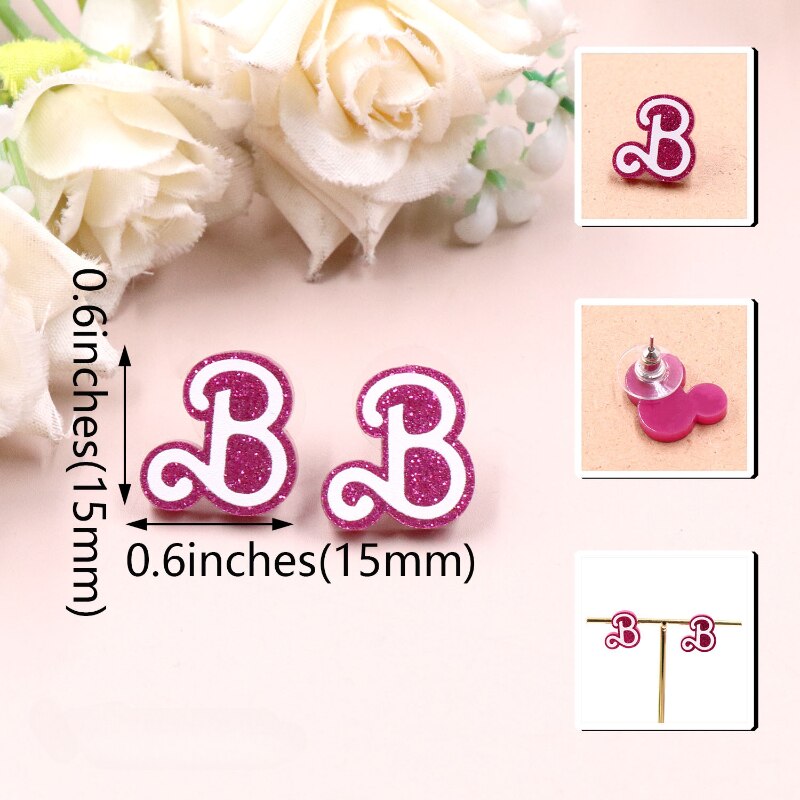 Barbie Pink Letter Earring