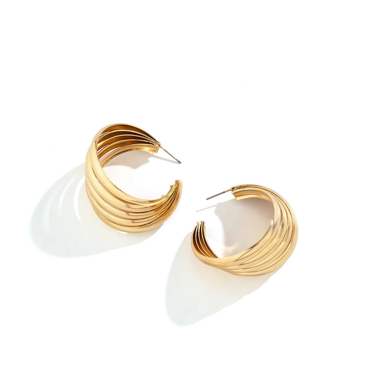 Punk Vintage Smooth Metal Hoop Earrings