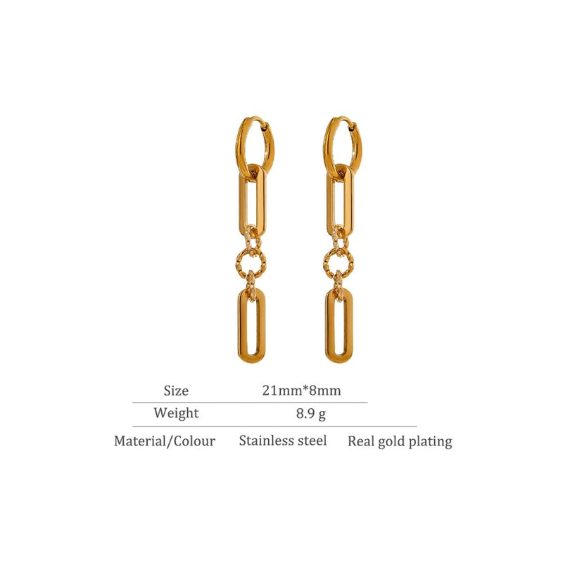 Minimalist Paperclip Link Chain Earrings