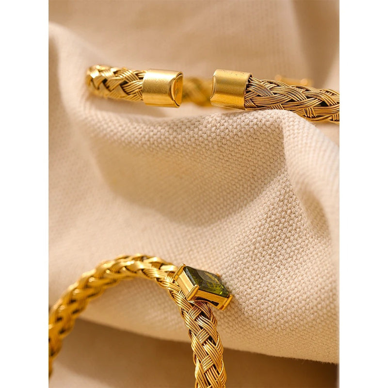 18K Gold-Plated Stainless Steel Mesh Bangle Bracelet