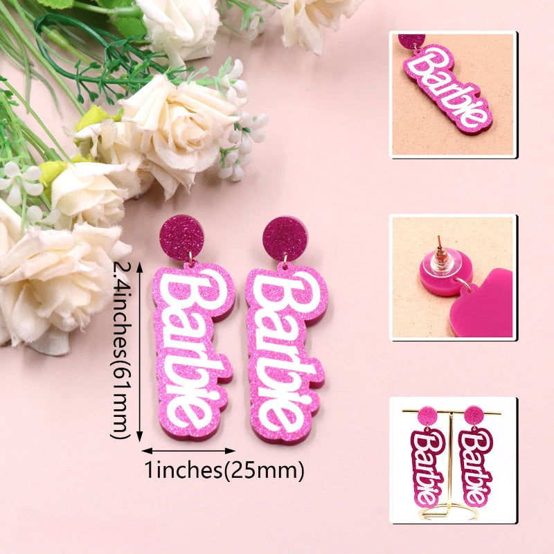 Barbie Pink Letter Earring