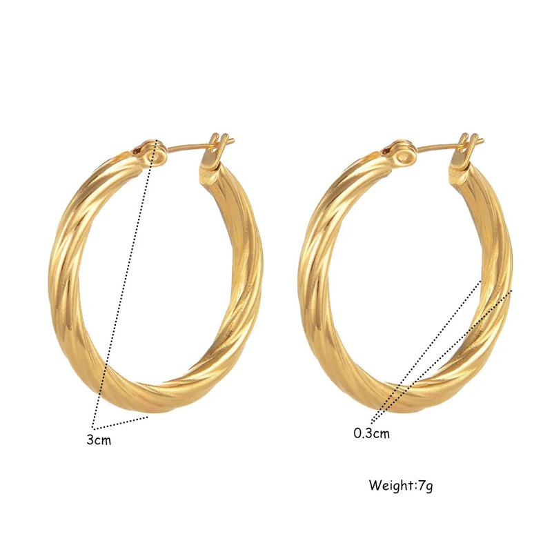 18K Gold Plated Twist Hoop Earrings