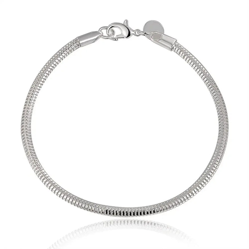 Sterling Silver 3mm Snake Chain Bracelet - Ideal for Women's Charms, Wedding, Engagement, and Fashion Jewelry