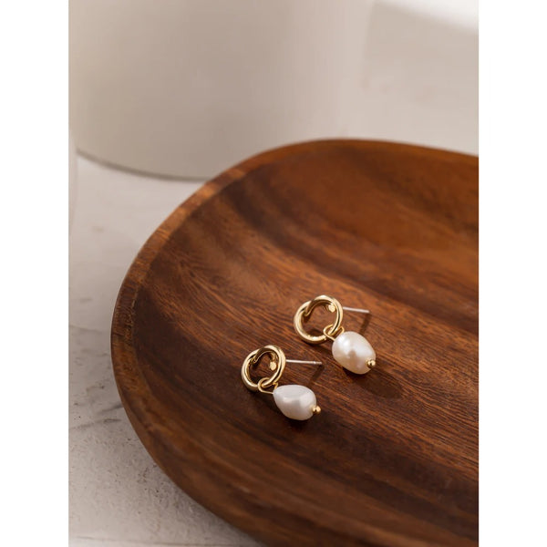 Classic Pearl Lever Hoop Earrings