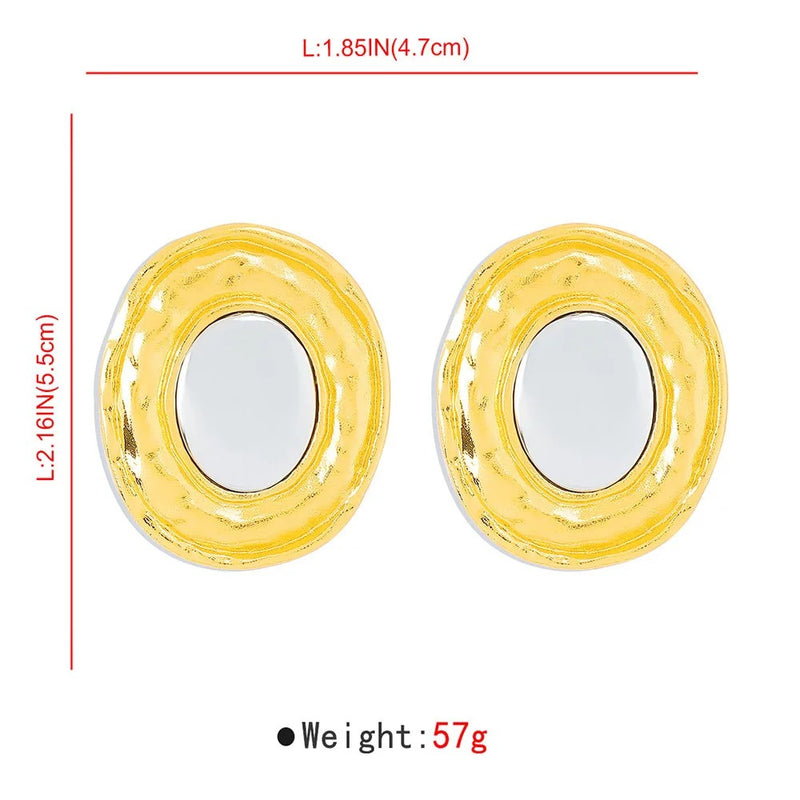 Irregular Round Colorblock Earrings