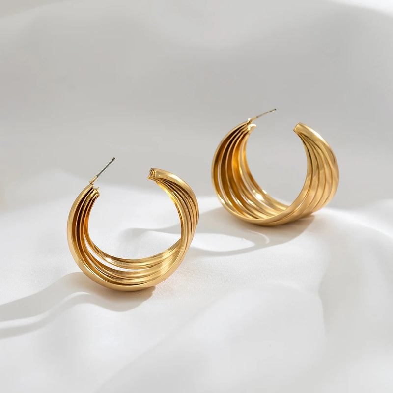 Punk Vintage Smooth Metal Hoop Earrings