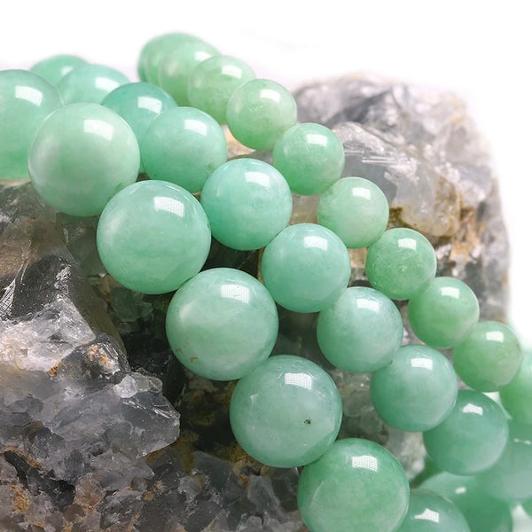 Natural Burmese Green Jade Round Beads Bracelet