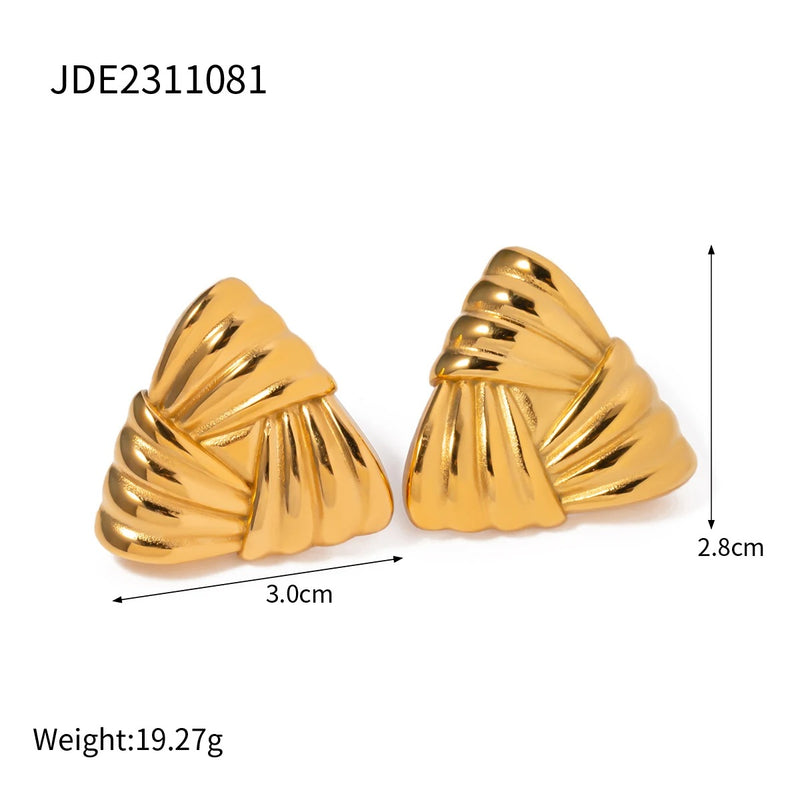 Texture Triangle Metal Earrings Stainless Steel