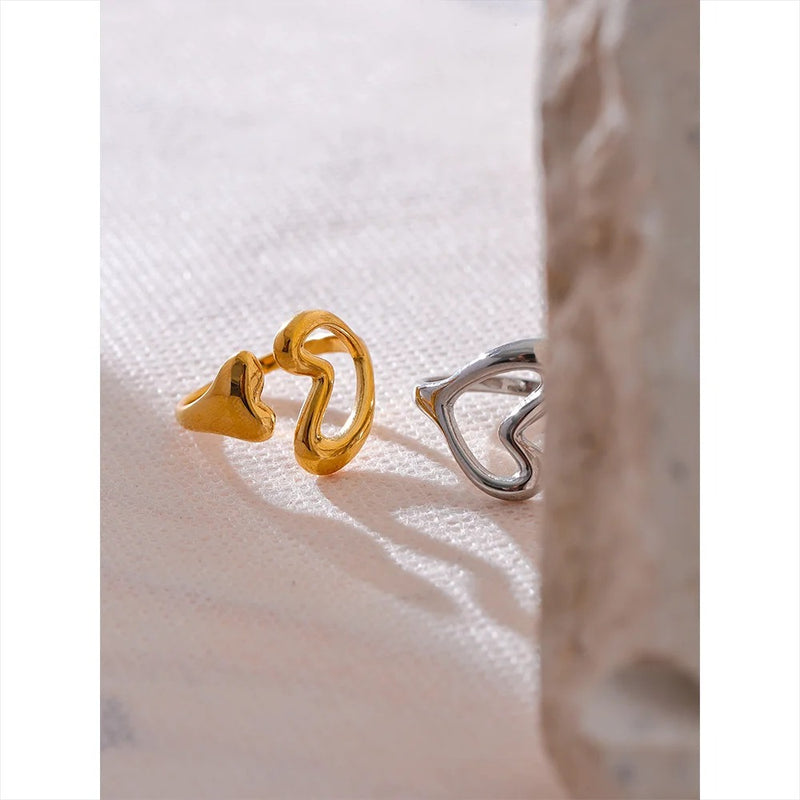 Chic Hollow Stainless Steel Heart Ring
