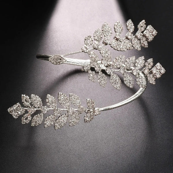 Bridal Rhinestone Leaf Cuff Bracelet