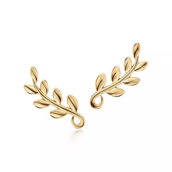 Olive Leaf Climber Earrings