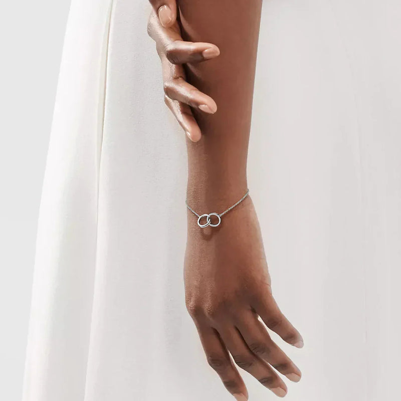 1837 Interlocking Circles Chain Bracelet White Gold