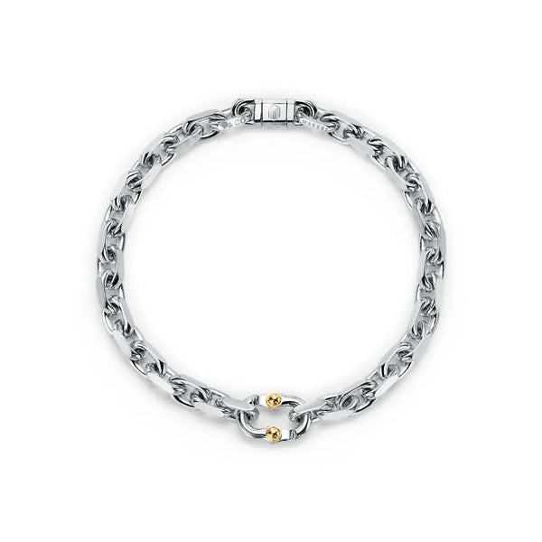 1837 Makers Narrow Chain Bracelet in White and 18k Gold