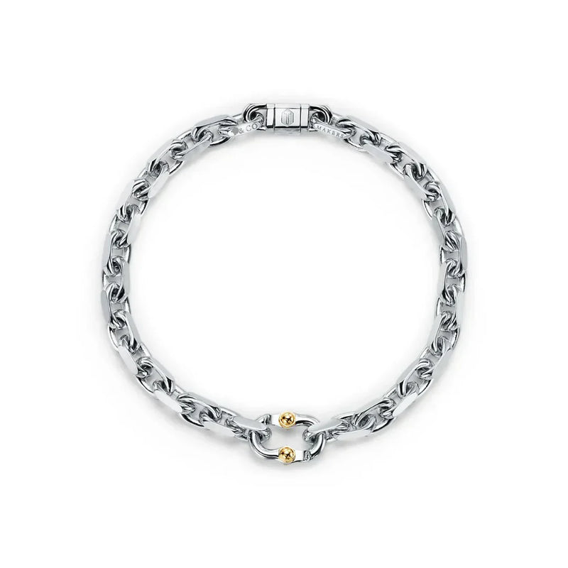 1837 Makers Narrow Chain Bracelet in White and 18k Gold