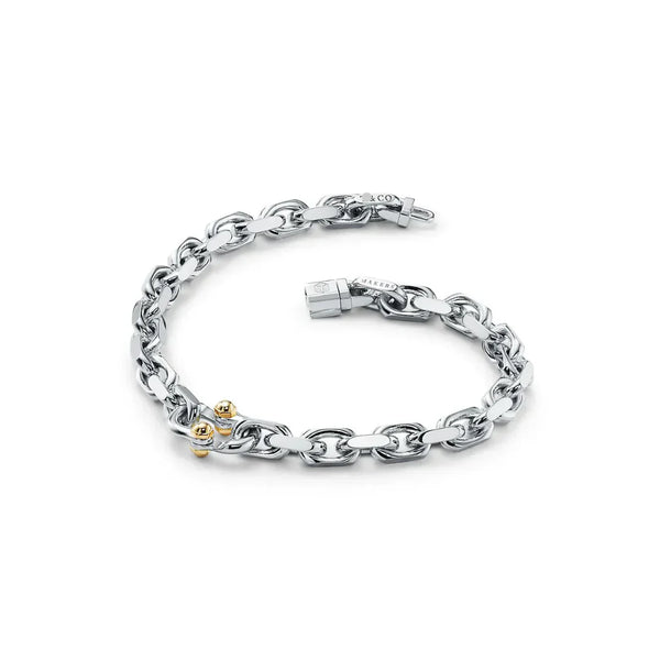 1837 Makers Narrow Chain Bracelet in White and 18k Gold