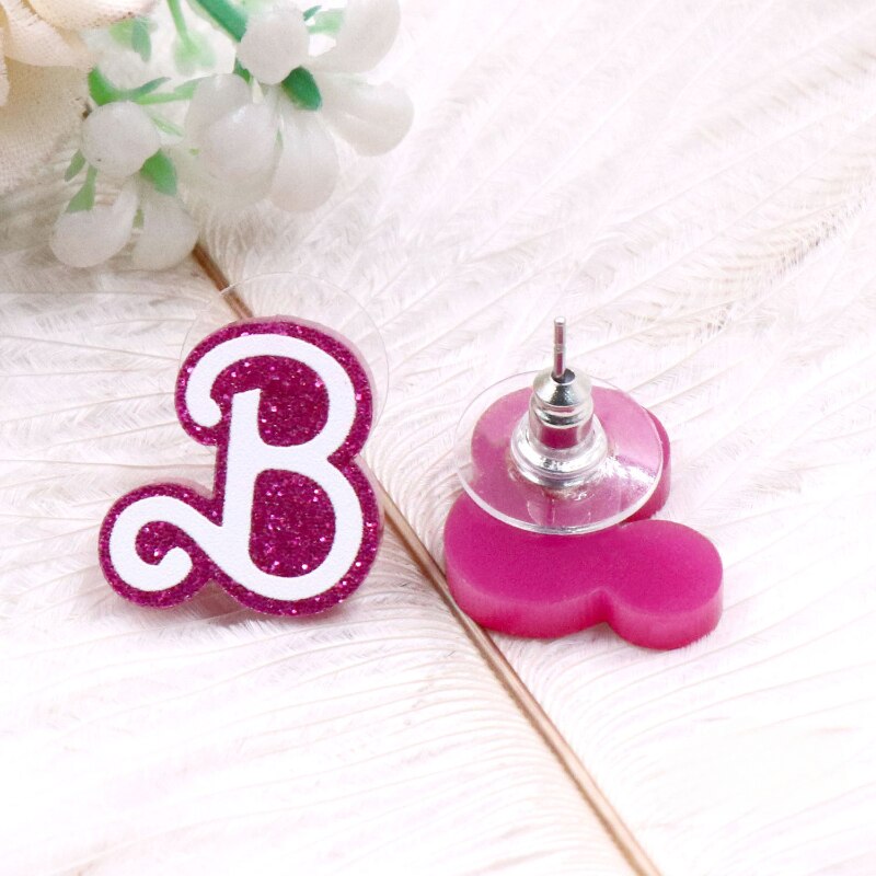 Barbie Pink Letter Earring