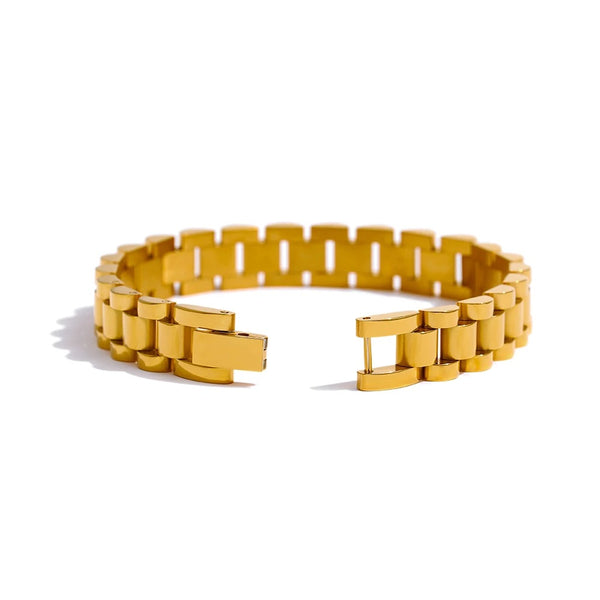 Minimalist Stainless Steel Chain Bracelet with 18K Gold Plating