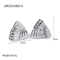 Texture Triangle Metal Earrings Stainless Steel