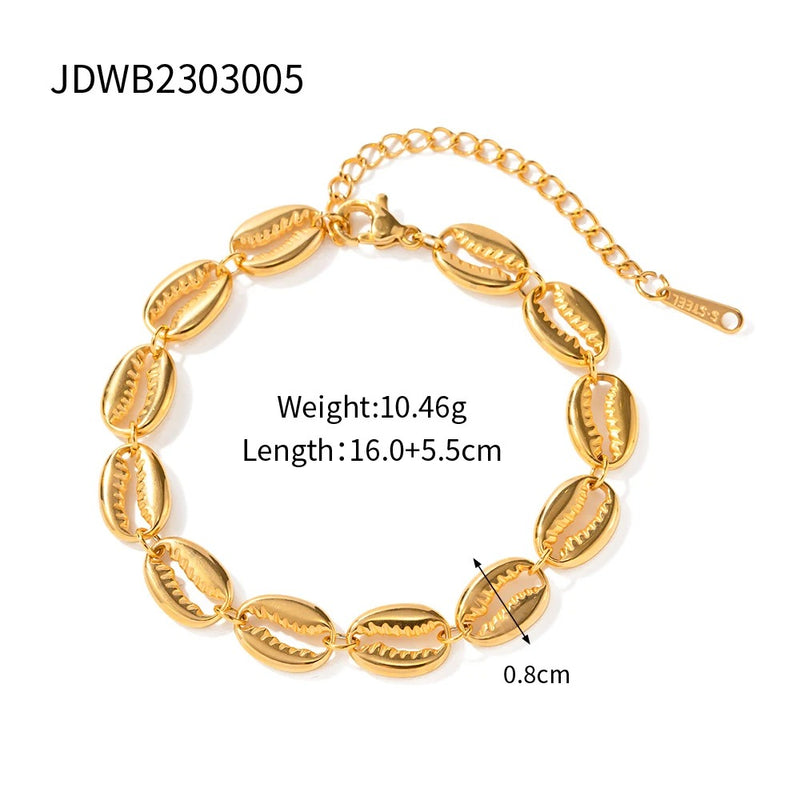 Stainless Steel Hollow Shell Gold Color Bracelet