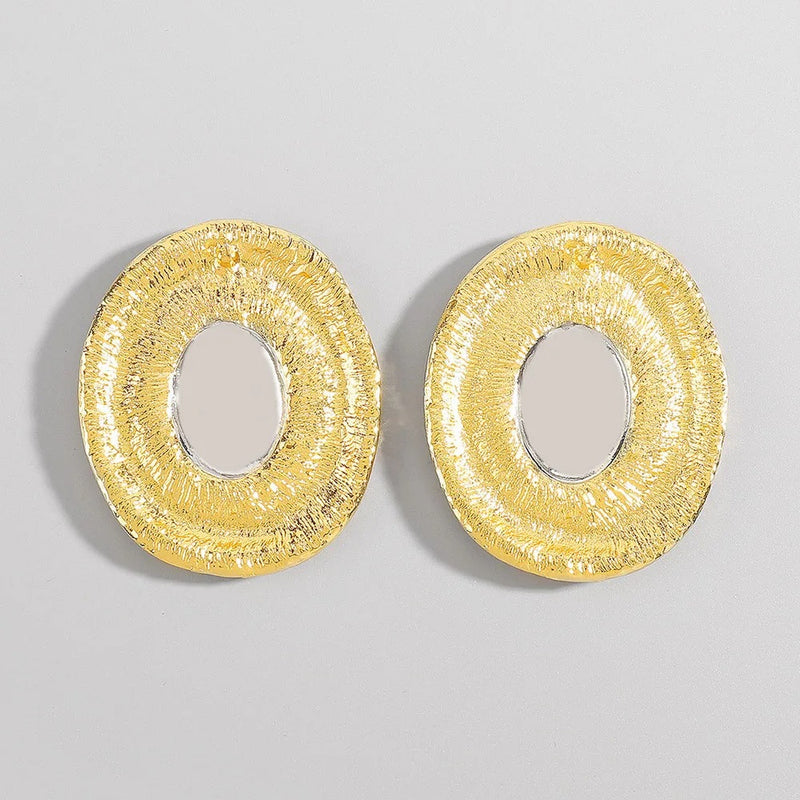 Irregular Round Colorblock Earrings