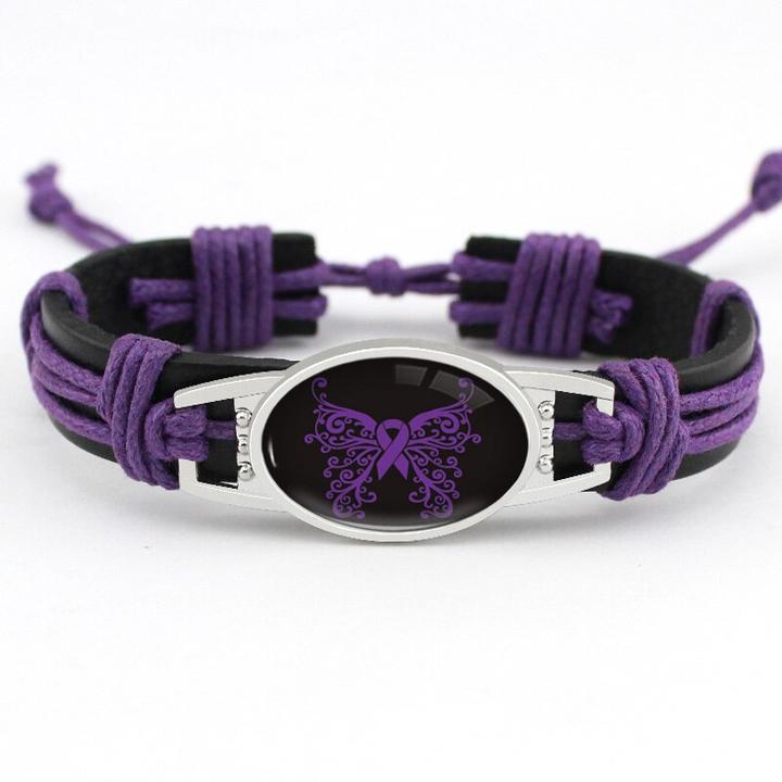 Purple Ribbon Awareness Bracelet