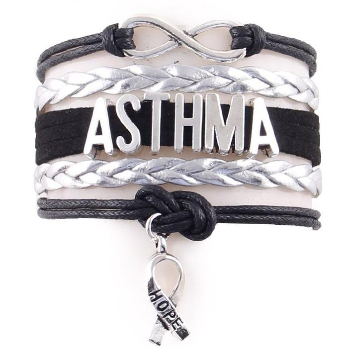 Asthma Asthmatic Medical Alert Bracelet Stainless Steel Leather Silver |  eBay