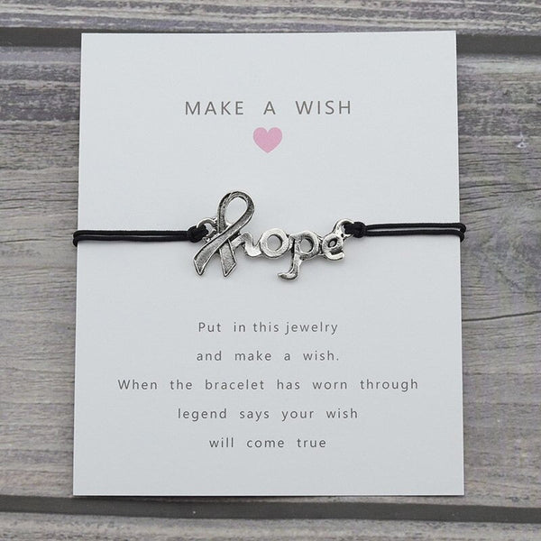 Hope charm Lucky Wish Card Rope Chain Bracelet