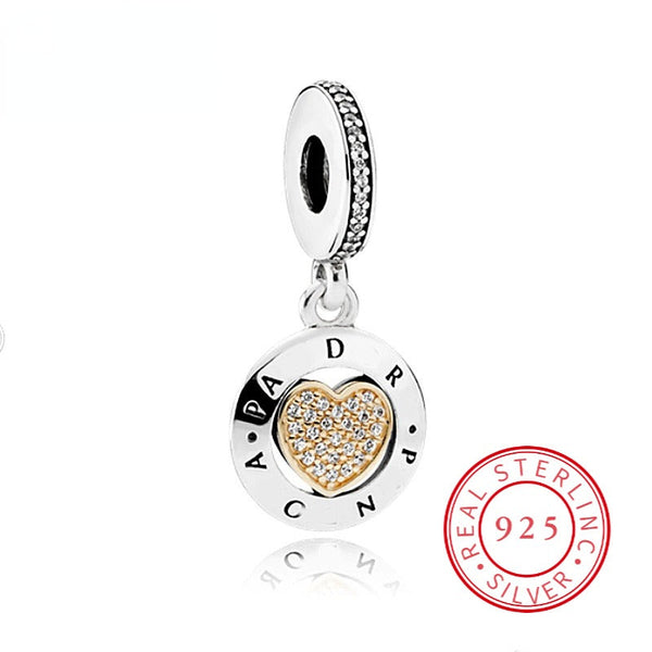 925 Sterling Silver Heart Pendant Charm Bracelet