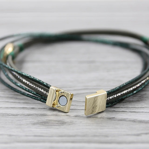 Green Leather Druzy Bracelet