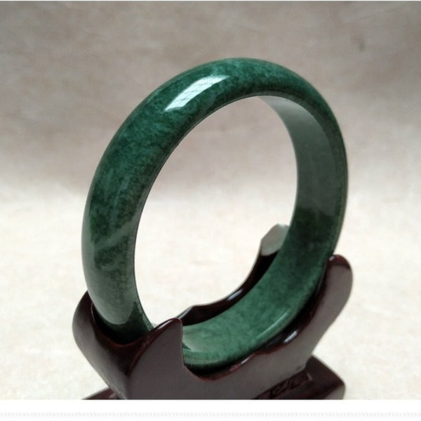 Natural Dark Green Hand Carved Jade Bracelet