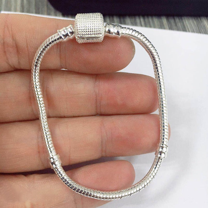 925 Silver 3mm Snake Chain Charm Bracelet