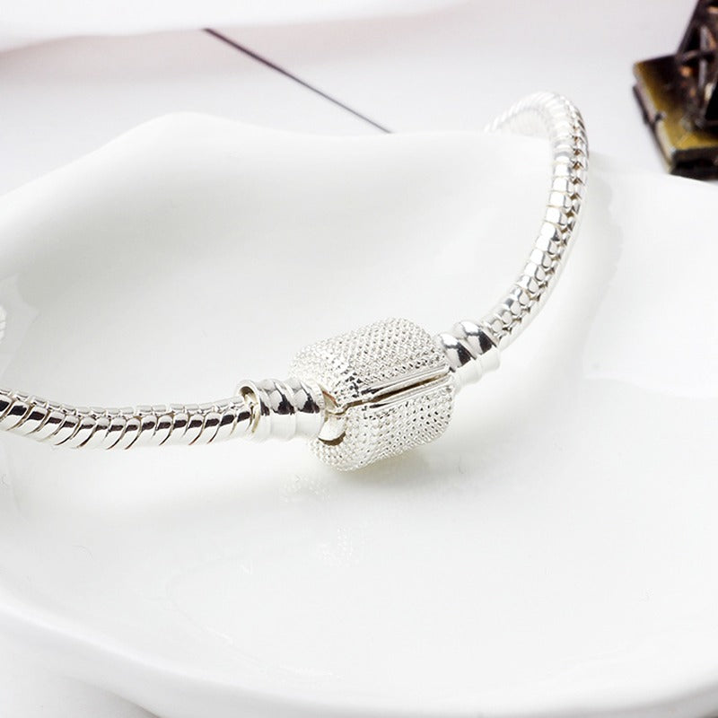 925 Silver 3mm Snake Chain Charm Bracelet