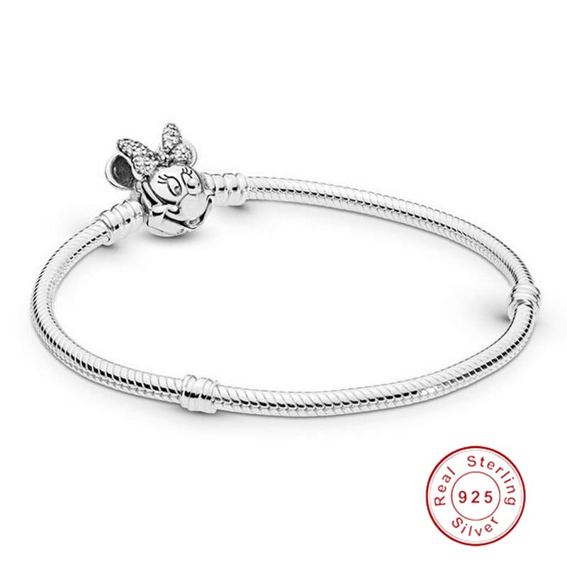 925 Sterling Silver Snake Chain Charm Bracelet