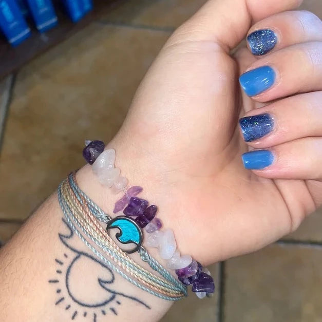 Amethyst and Rose Quartz Chip Bracelet