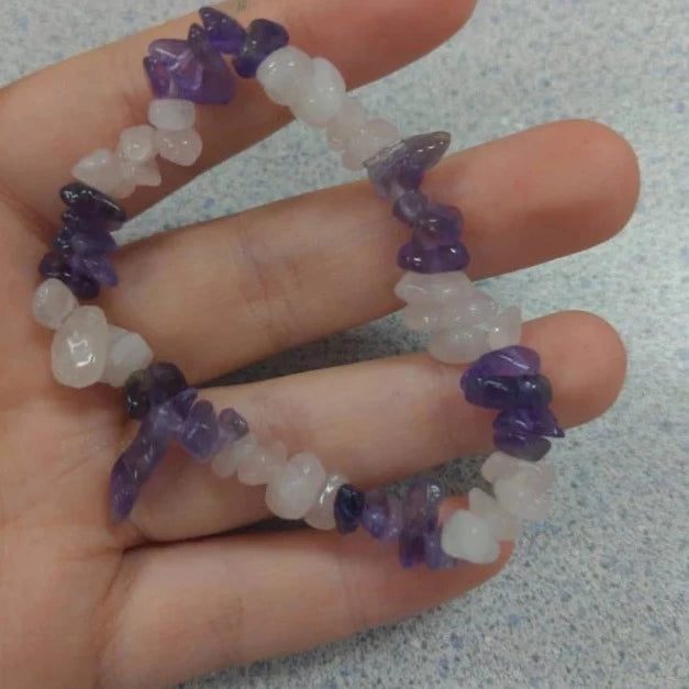 Amethyst and Rose Quartz Chip Bracelet