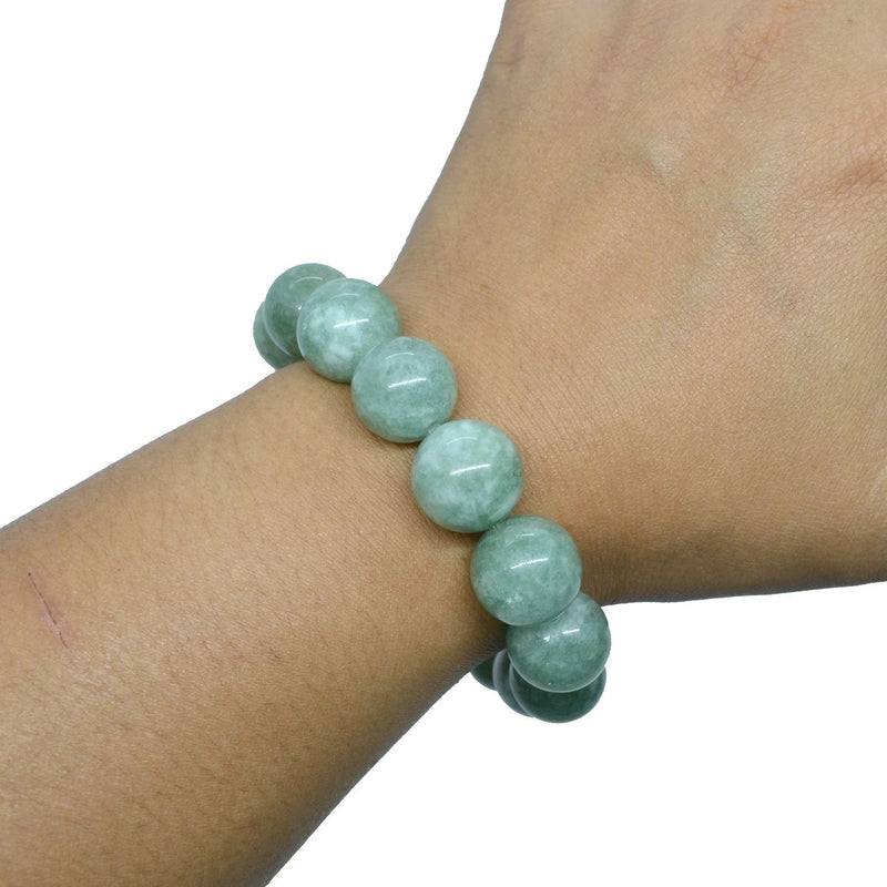 Green Burma Natural Jade Beads Bracelet