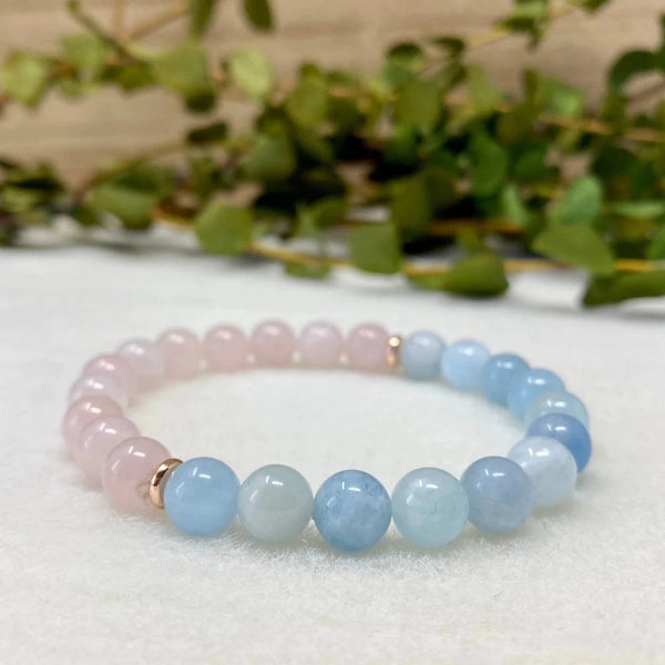 Rose Quartz & Jade Aquamarine Crystal Yoga Elastic Bracelet