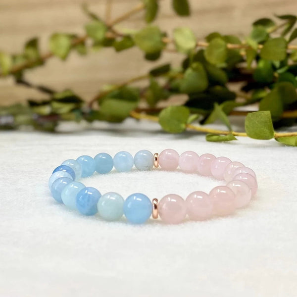 Rose Quartz & Jade Aquamarine Crystal Yoga Elastic Bracelet