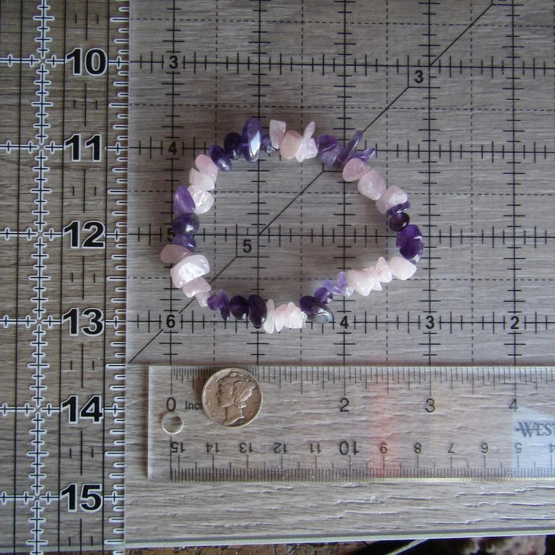 Amethyst and Rose Quartz Chip Bracelet