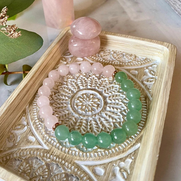 Rose Quartz & Jade Beaded mala healing Bracelets