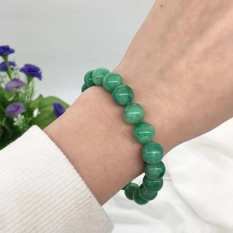 Genuine Green Jade Beaded Bracelet