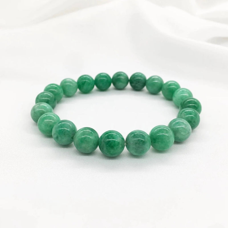 Genuine Green Jade Beaded Bracelet