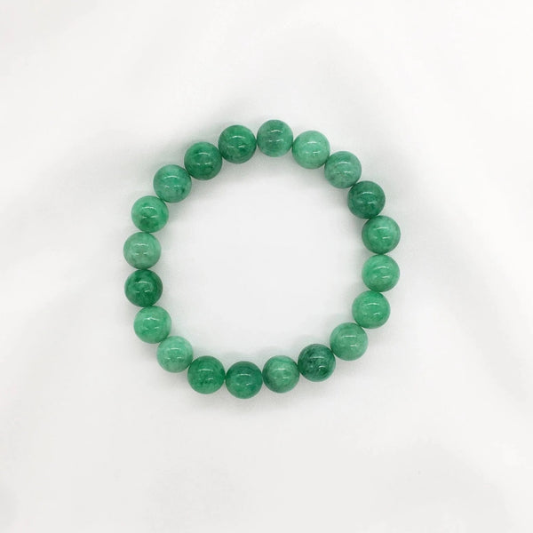 Genuine Green Jade Beaded Bracelet