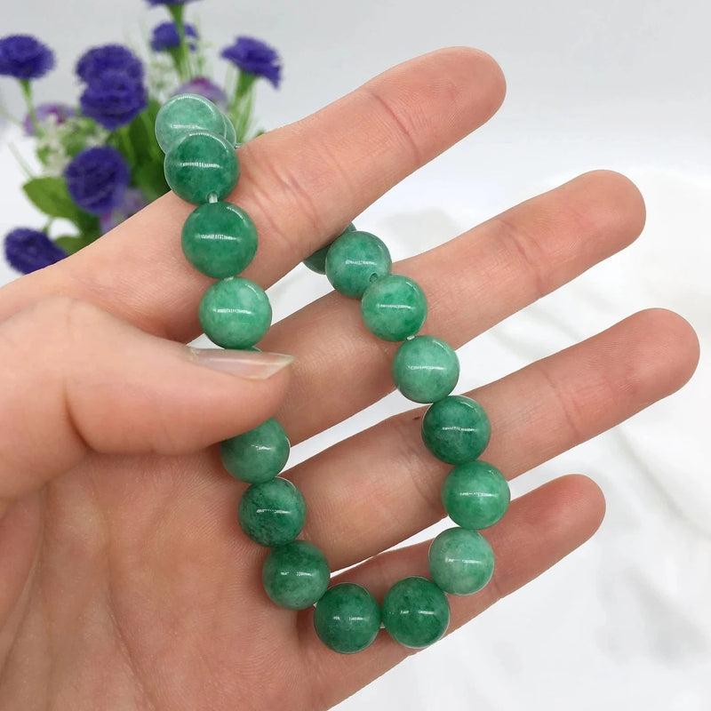 Genuine Green Jade Beaded Bracelet