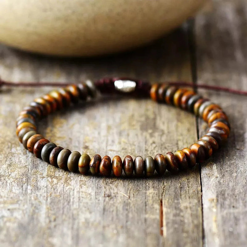 Stunning Men's Jasper Disc Beaded Bracelet