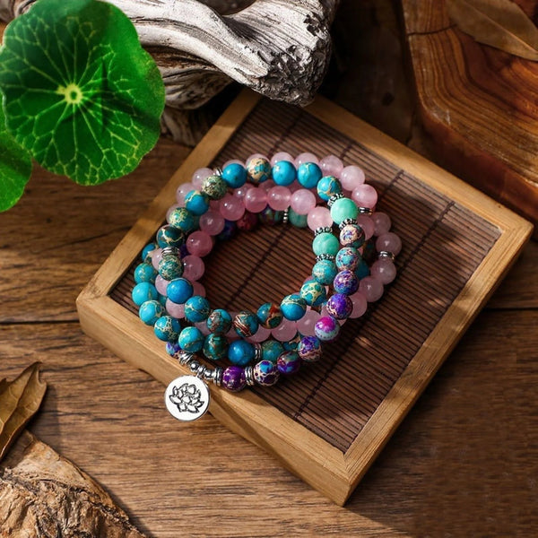 Beads Rose Quartz Healing Natural Galaxy Sea Bracelet