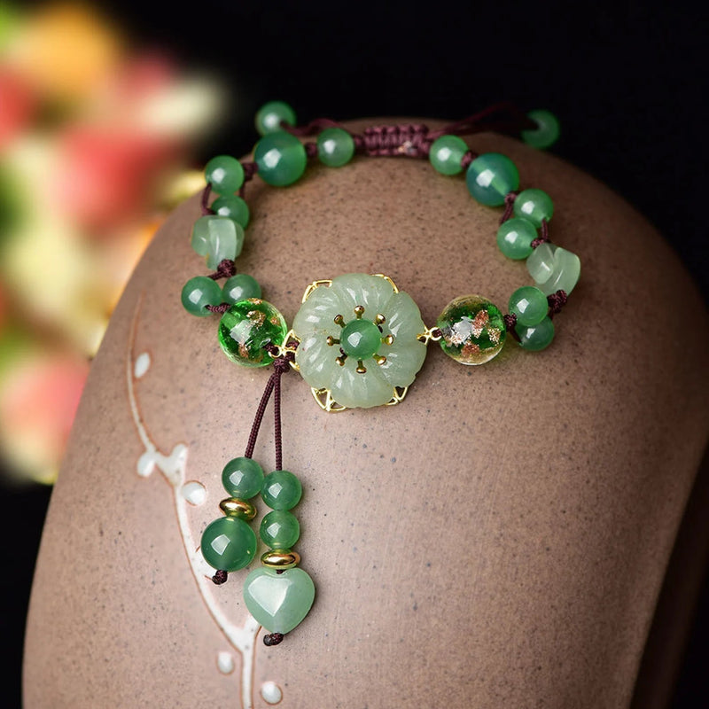 Dainty Natural Green Jade Beaded Bracelet