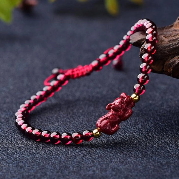 4mm Garnet Stone Pixiu Bracelet