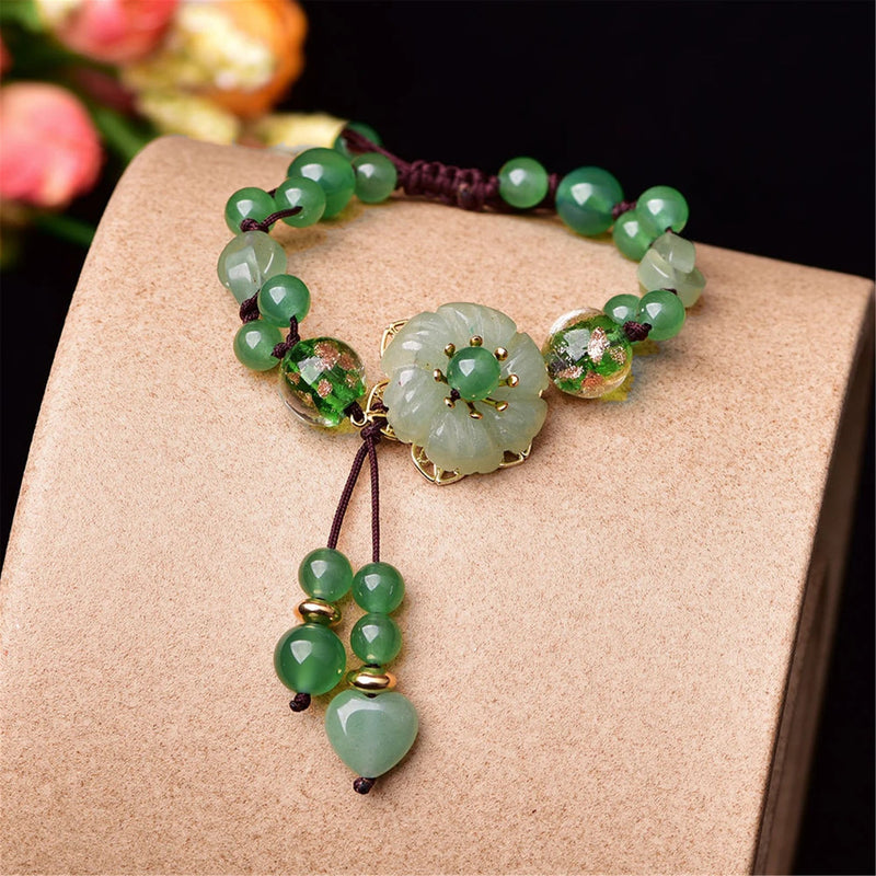 Dainty Natural Green Jade Beaded Bracelet